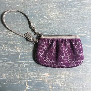 Purple and Silver Coach Wristlet